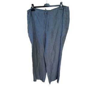 LINDA ALLARD for ELLEN TRACY Linen Wide Straight Leg Lightweight Pants Blue L
